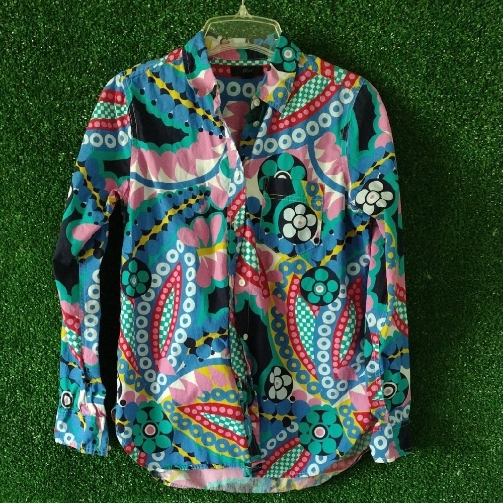 I Want To See Crew Colorful Patterned Button-Up S… - image 2